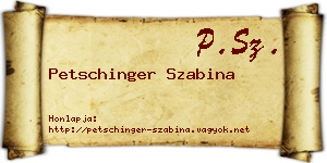 Petschinger Szabina névjegykártya